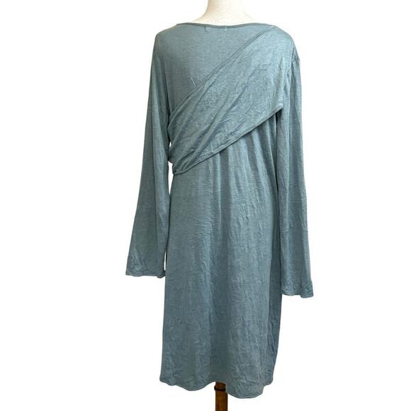 Chalet knit dress, blue double cloth, lagenlook, simple, comfy, layering - Picture 3 of 5